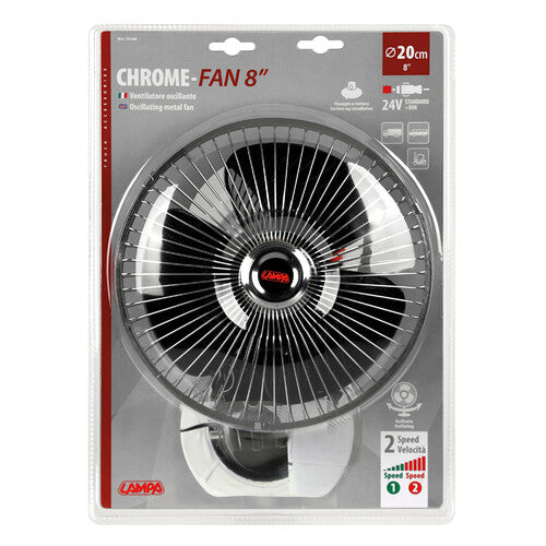 Lámpara ventilador cromada con ventosa de 8" - 24 V 73108