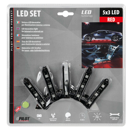 Pilot Hyper-Led Set 5x3, tiras LED decorativas - 12V - Rojo