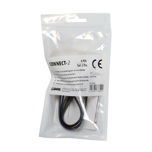 Lampa Connect-2, Verbinder mit Verlängerung für RGB-LED-Streifen, 3er-Set 73649