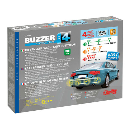 Lampa Buzzer R4, kit 4 sensori parcheggio posteriori, 12V 74499
