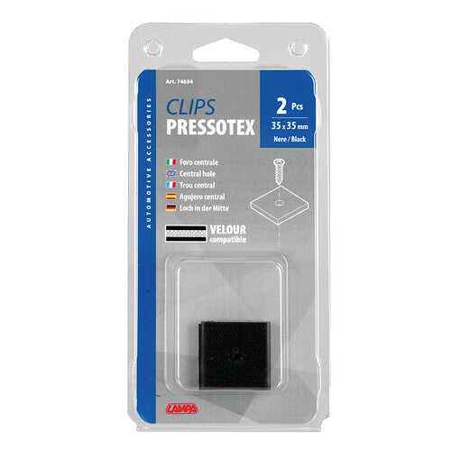 Clips para lámpara Pressotex, agujero central, juego de 2 piezas - 35x35 mm 74654