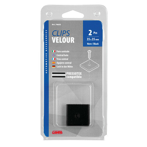 Clips para lámpara Velour, agujero central, juego de 2 piezas - 35x35 mm 74655