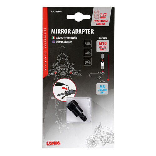 Lampa Adattatore per specchi moto - Filetto 10 mm dx > 8 mm sx 90140