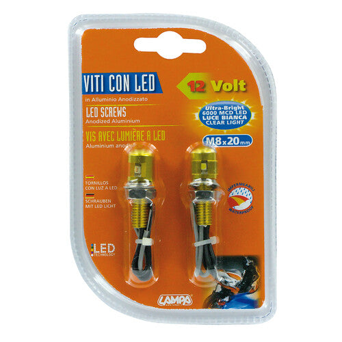 Lámpara de 2 tornillos con luz LED blanca - Oro 90172