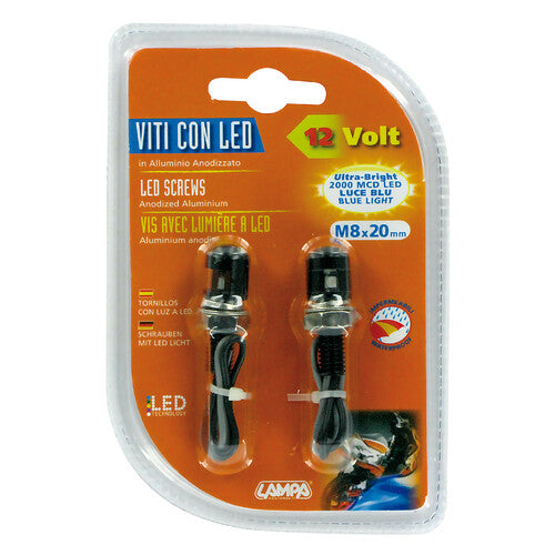 Juego de 2 lámparas de tornillos con luz LED azul - Negro 90179
