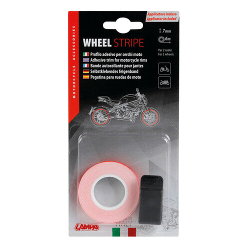 Lampa Wheel Stripe Fluo, profilo adesivo per cerchi ruota - Rosso