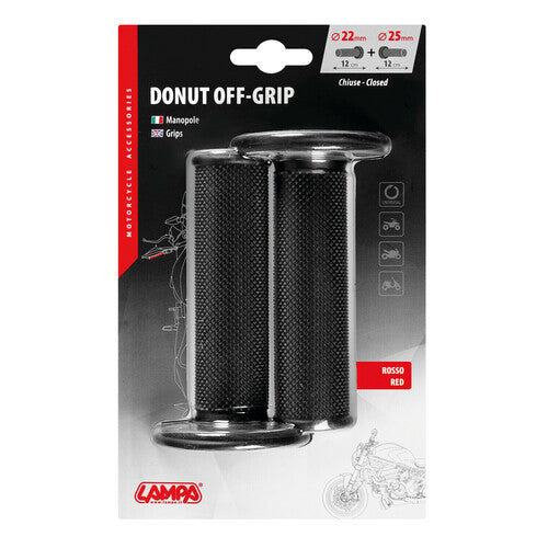 Lampa Donut Off-Road Grips, Universal Grips - Black - Red