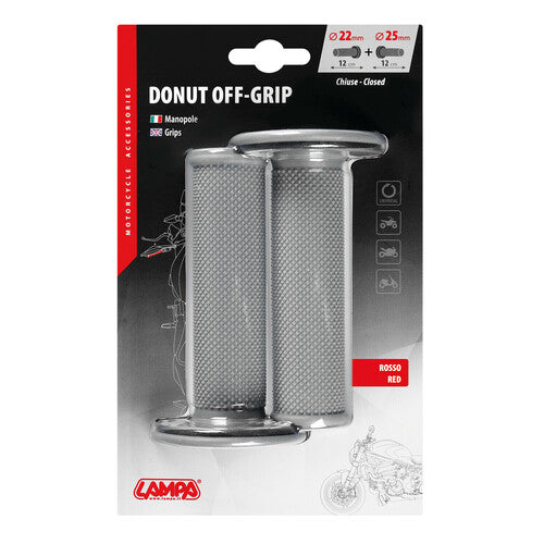 Lampa Donut Off-Road Grips, Universal Grips - Gray - Red