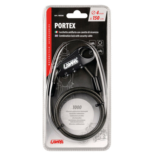 Lámpara Portex, Candado Antirrobo con Cable de Seguridad - 150 cm 90596