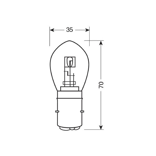 Lampa 12V Lampada 2 filamenti S2 asymmetric 35/35W BA20d 1 pz D/Blister 91517