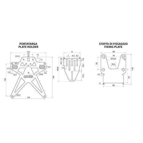 Lampa Aero-X Evo 1, portatarga Italia con altezza ed inclinazione regolabili 91641