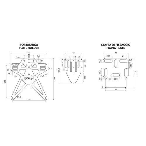 Lampa Aero-X Evo 3, portamatrÃculas italiano con altura e inclinación regulables 91643