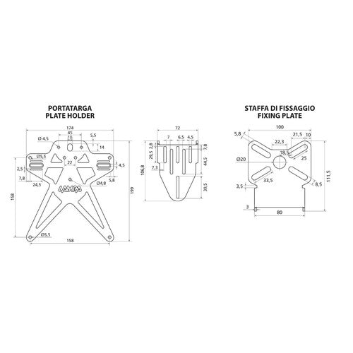 Lampa Aero-X Evo 4, portatarga Italia con altezza ed inclinazione regolabili 91644