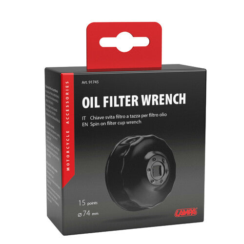 Llave de vaso para filtro de aceite de lámpara de 74 mm con 15 lados 91745
