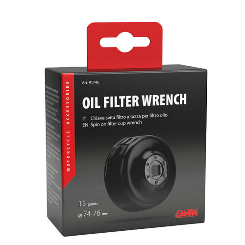 Llave de vaso para filtro de aceite de lámpara para filtro de 74-76 mm con 15 lados 91746