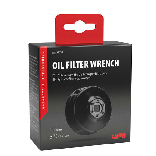 Llave de vaso para filtro de aceite de lámpara para filtro de 75-77 mm con 15 lados 91747