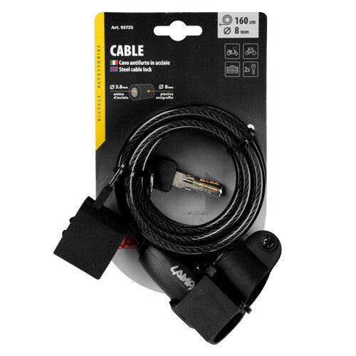 8mm Spiral Steel Anti-Theft Cable Lamp - 160cm