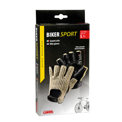 Lampa Sport, Leder- und Baumwollhandschuhe – Größe L – Schwarz