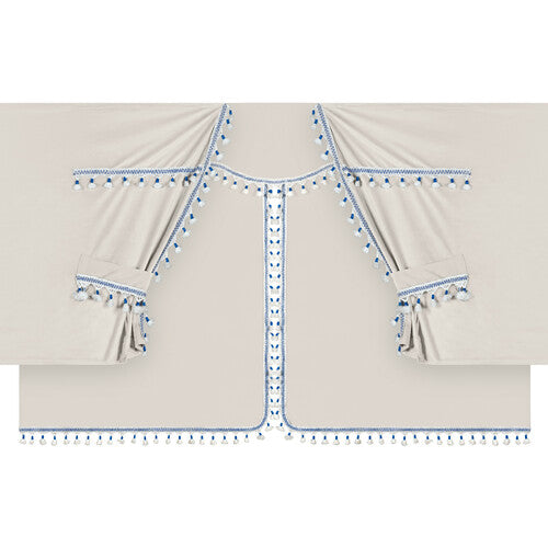 Juego de cortinas de poliéster para cabina de camión Lampa Luxury Pro-Cabin - Crema/Azul 96042