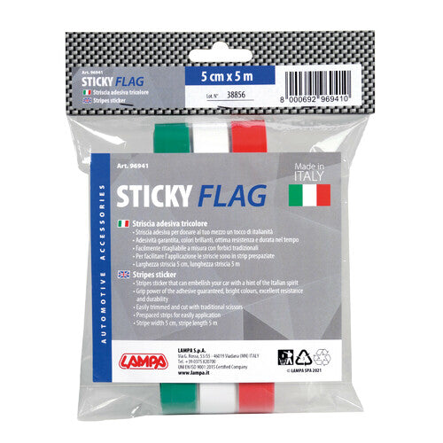 Klebefahnenlampe, italienische Trikolore-Streifen auf Rolle - 5x500 cm 96941