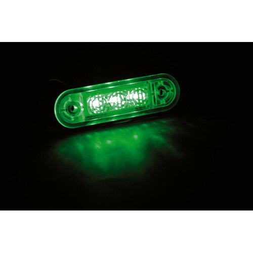 3-LED recessed marker light, 12/24V - Green