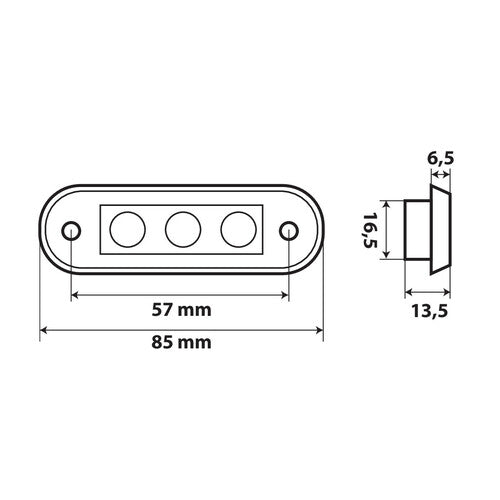 Lampa Set 20 pz, luce ingombro a 3 Led, montaggio ad incasso, 12/24V - Arancio 97019