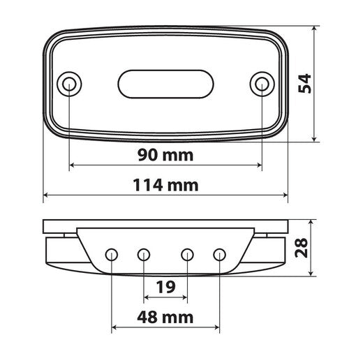 Lampa Luce ingombro con catarifrangente e staffa, 10/30V - 4 Led - Arancio