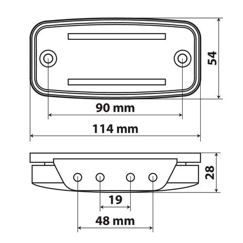 Lampa Luce ingombro con catarifrangente e staffa, 10/30V - 2 Led - Arancio