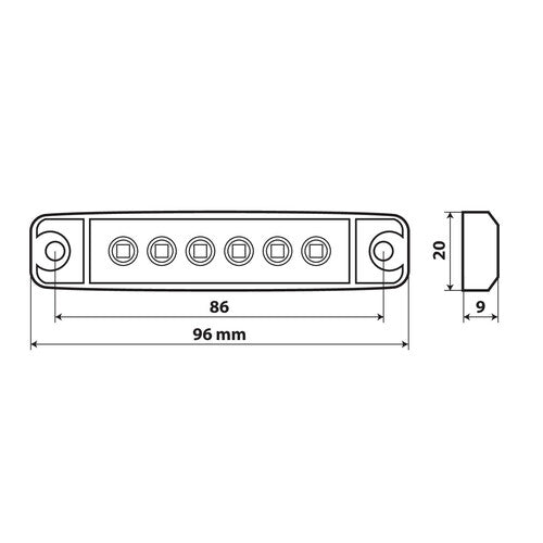 20-teiliges Set mit 6 LED-Positionsleuchten, Aufputzmontage, 12/24 V – Rot 97024