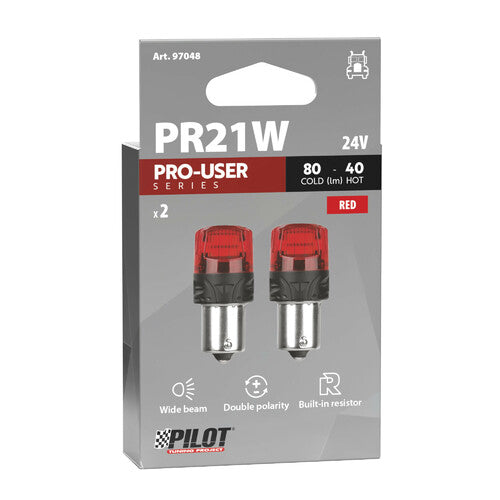 Pilot 24V Pro-User Series - (PR21W) - BAW15s - 2 pz - Scatola - Rosso - Doppia polarità - Resistenza incorporata