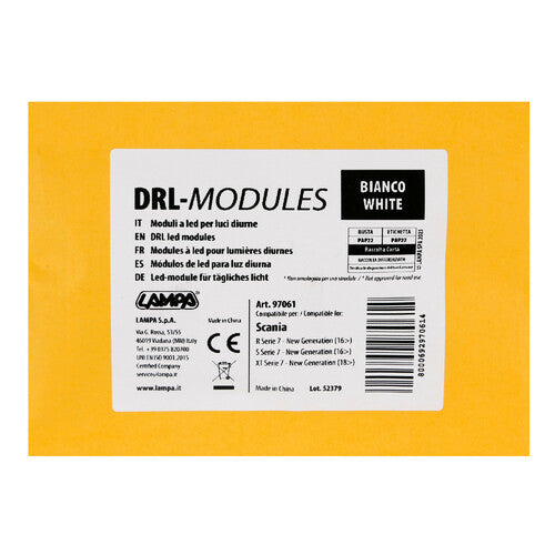 Módulos DRL, módulos LED para luces de circulación diurna - Blanco - compatible con Scania R Serie 7 - Nueva Generación (11/16>02/25) - Scania S Serie 7 - Nueva Generación (11/16>) - Scania XT Serie 7 - Nueva Generación (01/18>) 97061