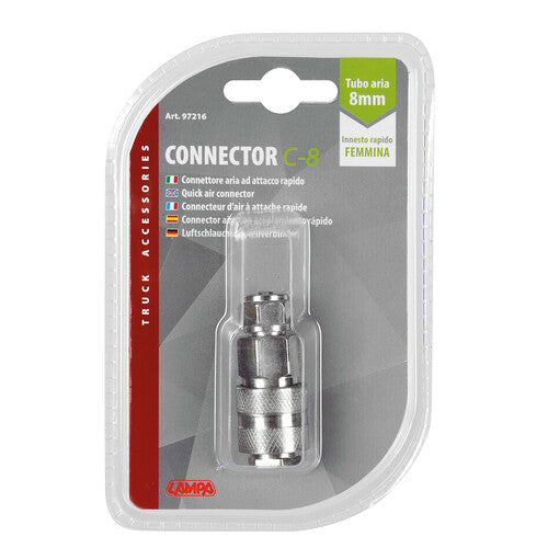 Lámpara C-8, conector de aire para tubo de 8 mm con acoplamiento rápido hembra 97216
