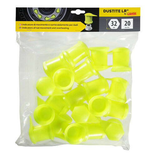 Dustite LR Wheel Nut Tightening Indicators 20 pcs 32mm Fluorescent Yellow