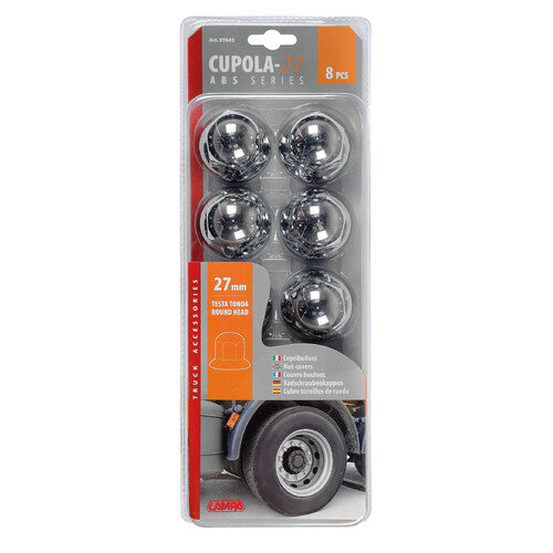 Lampa Chromed ABS bolt covers - 27 mm - Set of 8 pcs 7642