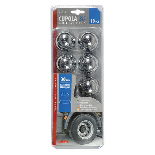 Cubre tornillos cromados Lampa en ABS - 30 mm - Juego de 10 uds 7647 97647