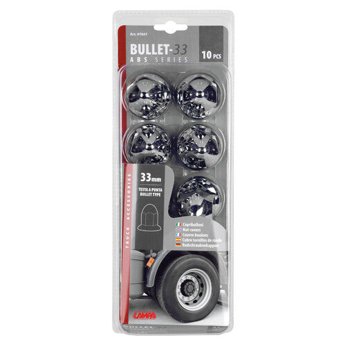 Lampa Chromed ABS bolt covers - 33 mm - Set of 10 pcs 7657