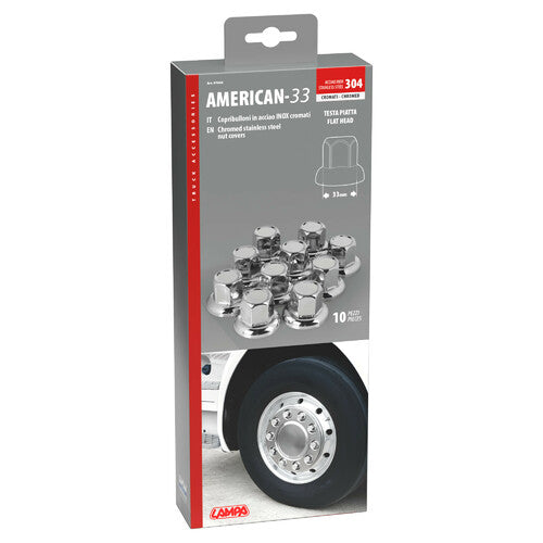 Lampa American, Juego de 10 tapas para tornillos de cabeza plana de acero inoxidable - 33 mm - Cromo 97668
