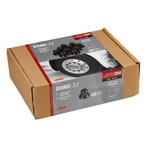 Lampa Dome, Set 40 copribulloni testa tonda in acciaio inox - 32 mm - Nero 97680