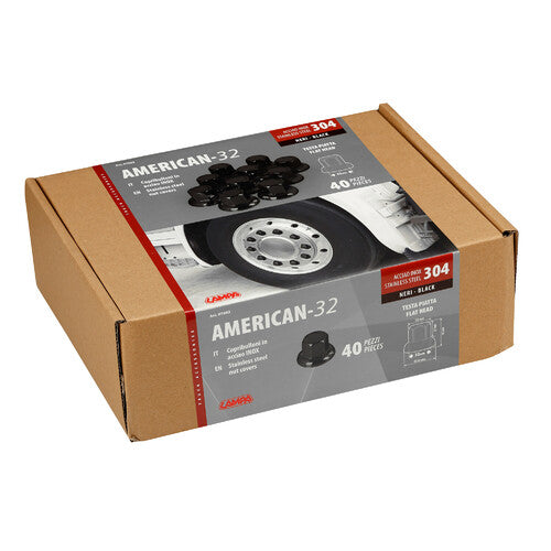 Lampa American, Juego de 40 tapas para pernos de cabeza plana de acero inoxidable - 32 mm - Negro 97682