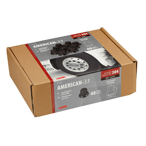 Lampa American, Juego de 40 tapas para pernos de cabeza plana de acero inoxidable - 33 mm - Negro 97683