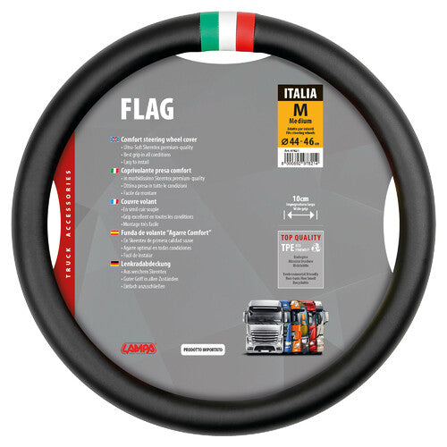 Lampa Flag Italia, Skeentex Steering Wheel Cover - M - 44/46 cm