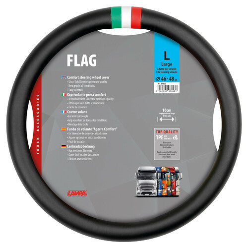 Lampa Flag Italia, Skeentex Lenkradbezug - L - 46/48 cm