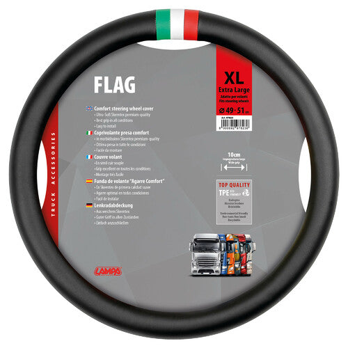 Lampa Flag Italia, Skeentex Lenkradbezug - XL - 49/51 cm