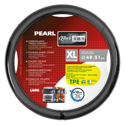Perlschwarze Lampe, Skeentex Lenkradbezug – XL – 49/51 cm