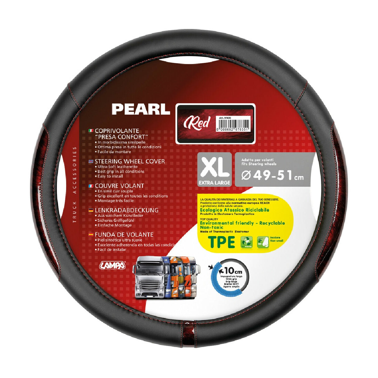 Pearl Red Skeentex Steering Wheel Cover - XL - 49/51 cm