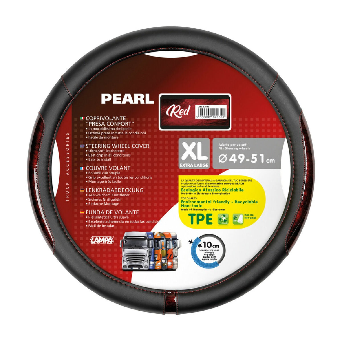 Lampa Pearl Red, Skeentex Lenkradbezug - XL - 49/51 cm 97835