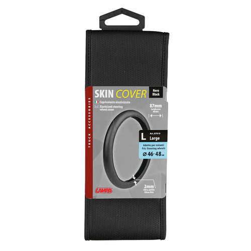 Lampa Lenkradbezug aus Stretch-Skeentex – Schwarz – L – 46/48 cm