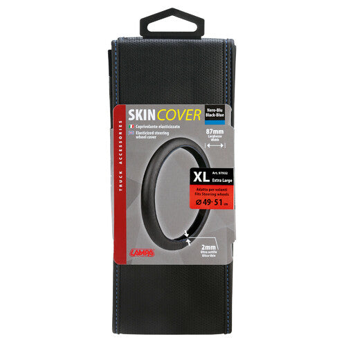 Lampa Skin-Cover, Skeentex Stretch Steering Wheel Cover Black/Blue XL 49/51 cm