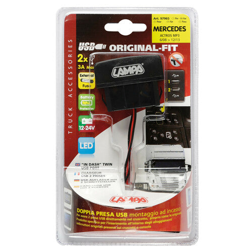 Originalgetreue Lampe, Doppel-USB-Anschluss, 12/24 V, kompatibel mit Mercedes 97965