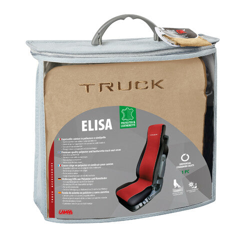 Elisa-2 Truck Seat Cover, Polyester and Skeentex - Beige/Black